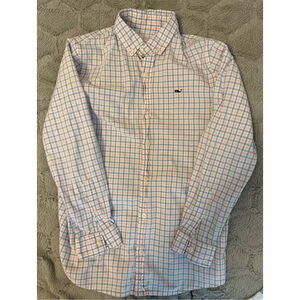 Vineyard vines boys medium 12-14 dress shirt button up plaid preppy 100% cotton